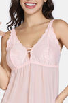 Zivame Forever Yours Lace N Mesh Babydoll With Thong - Rose Quartz — thumbnail 5